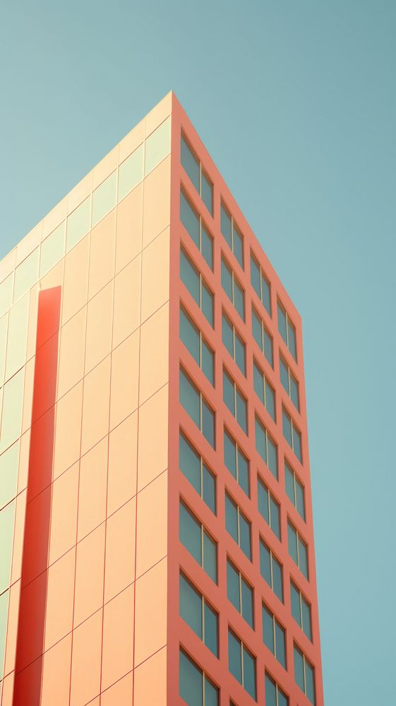 Pastel color minimal skyscraper architecture building city.