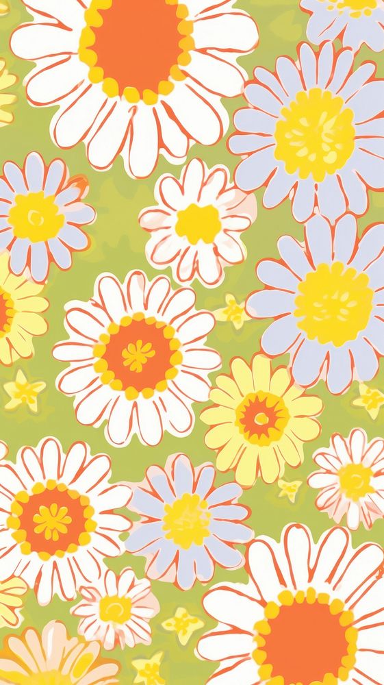  Daisy wallpaper outdoors pattern. AI generated Image by rawpixel.