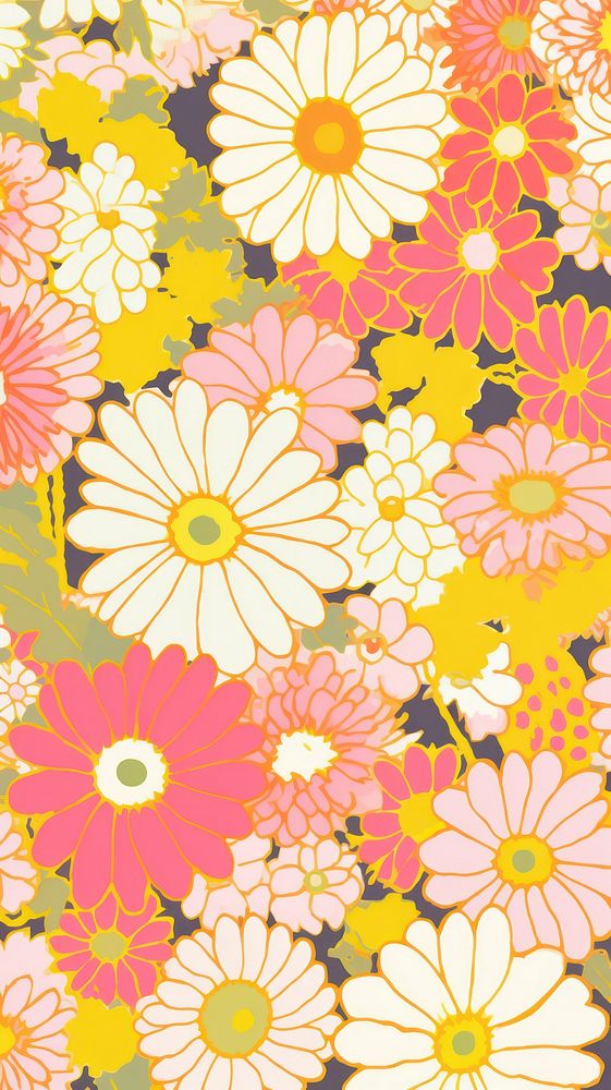  Daisy wallpaper pattern flower. AI generated Image by rawpixel.