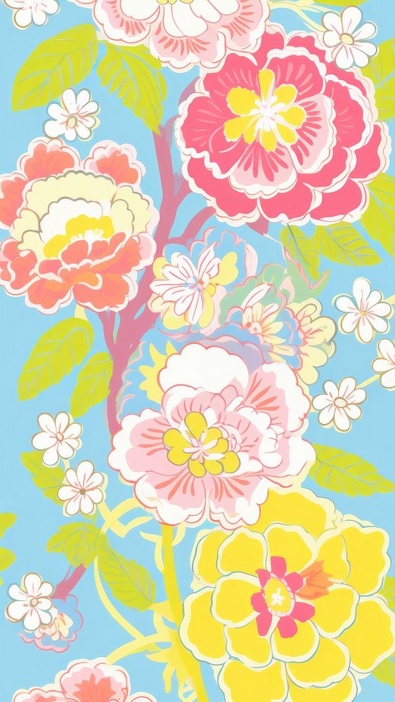  Flower wallpaper pattern plant. AI generated Image by rawpixel.