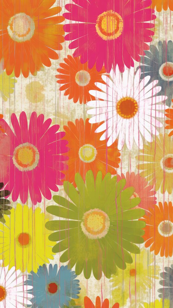  Flower pattern wallpaper painting. AI generated Image by rawpixel.