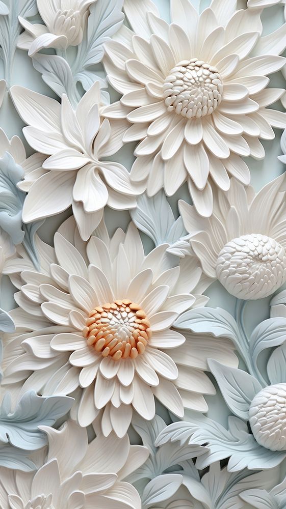 Floral bas relief pattern art wallpaper flower.
