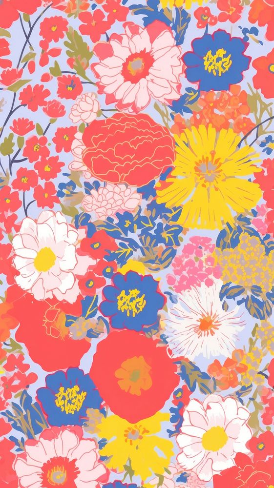  Floral wallpaper pattern flower. AI generated Image by rawpixel.