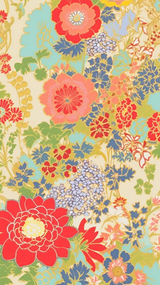  Floral wallpaper pattern flower. AI generated Image by rawpixel.
