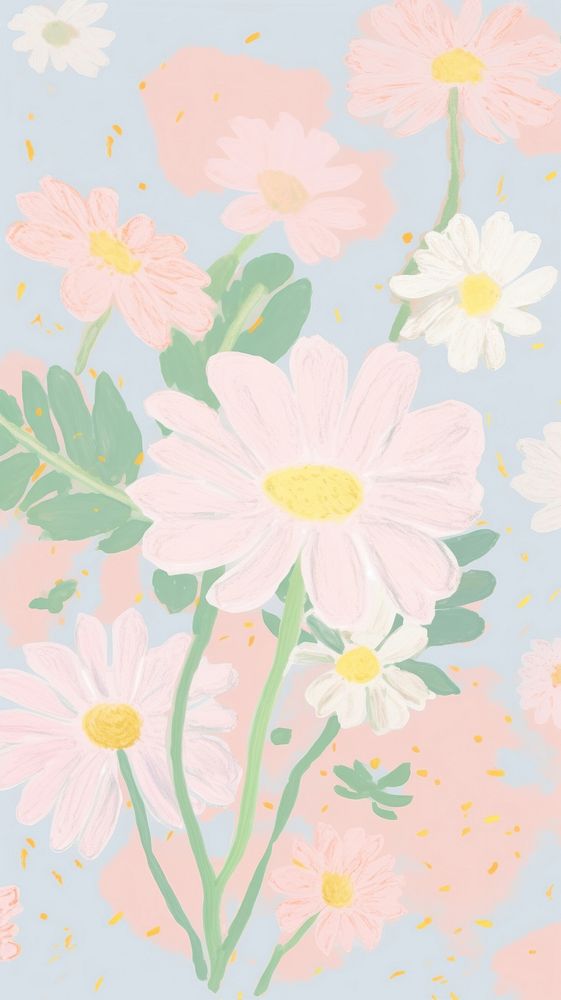  Daisy flower wallpaper abstract pattern. AI generated Image by rawpixel.