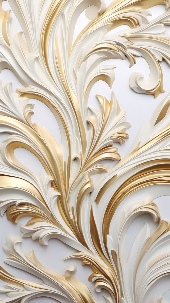 Gold renaissance arts bas relief pattern wallpaper white architecture.