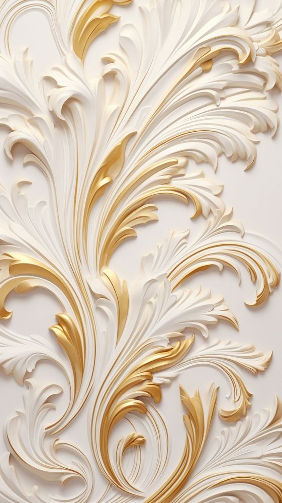 Gold renaissance arts bas relief pattern wallpaper white backgrounds.
