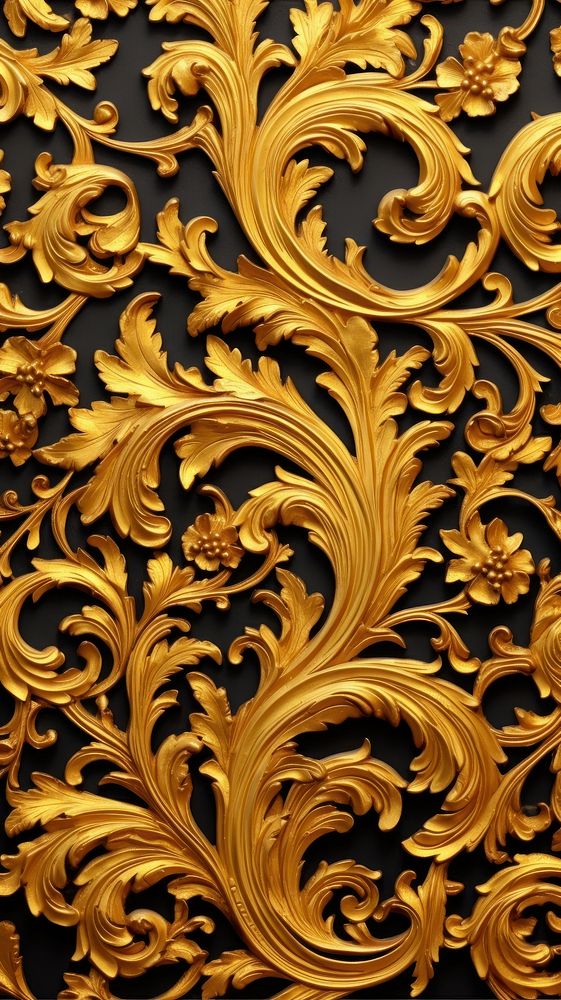 Gold renaissance arts bas relief pattern wallpaper backgrounds creativity.