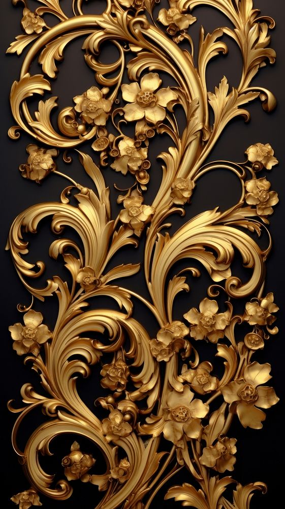 Gold renaissance arts bas relief pattern backgrounds creativity decoration.