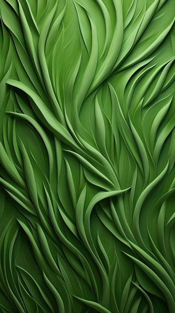 Grass bas relief pattern plant green leaf.