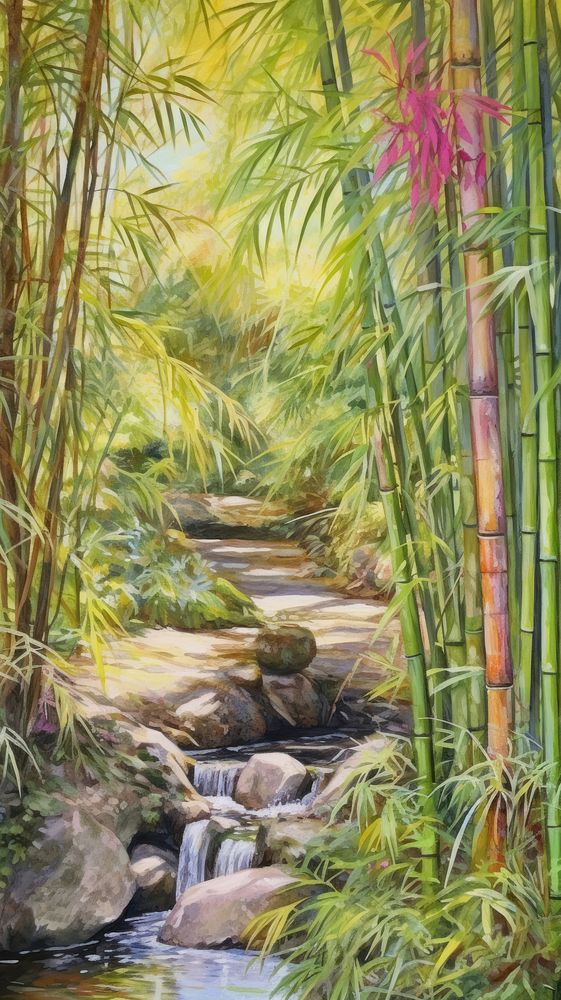 Bamboo water vegetation rainforest.