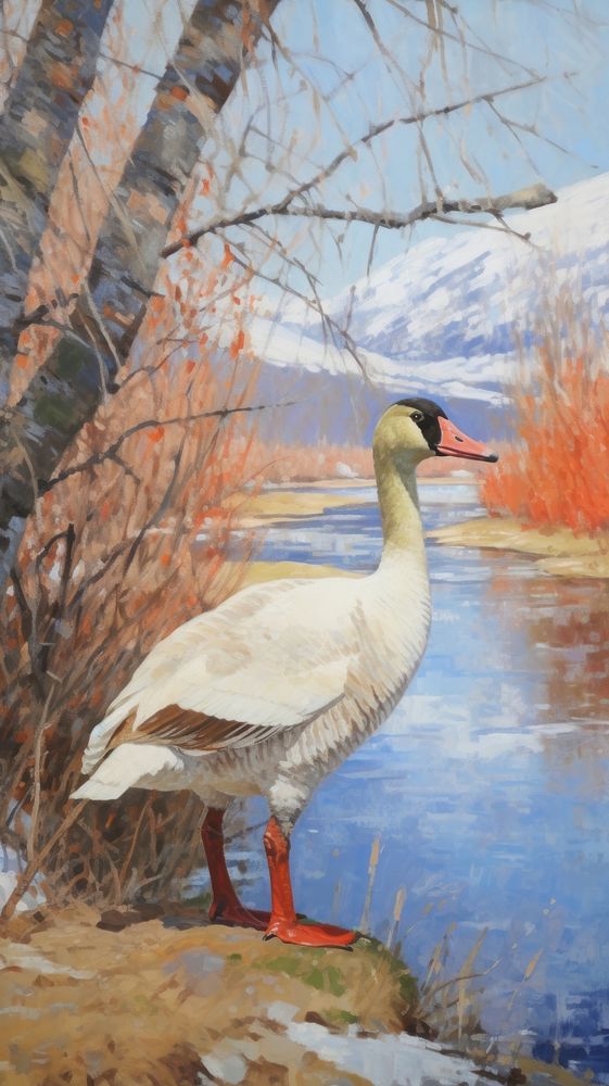 Painting goose anseriformes waterfowl.