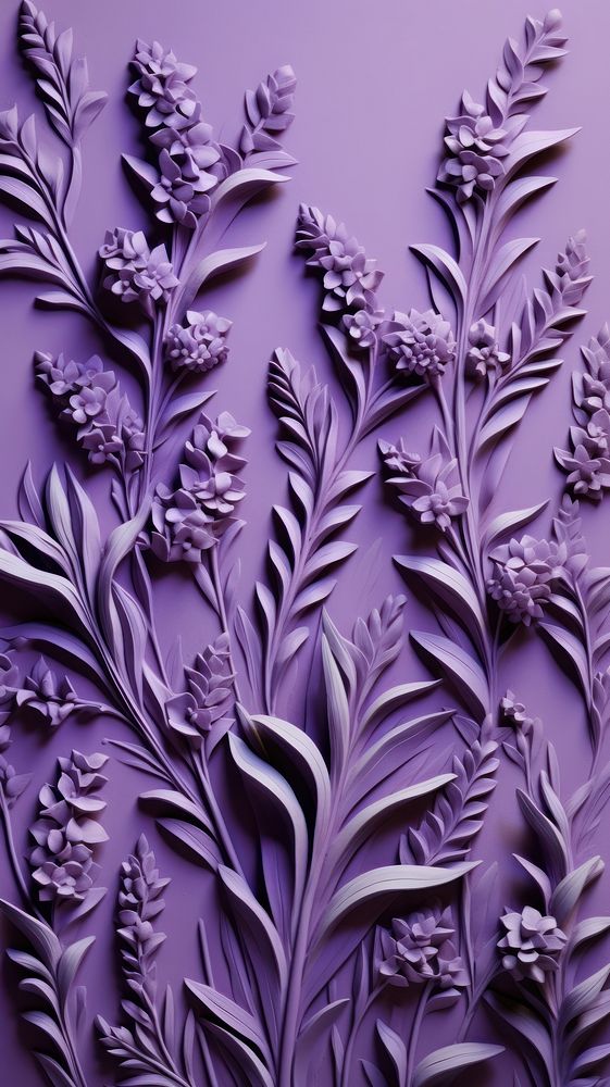Lavender bas relief pattern flower purple plant.
