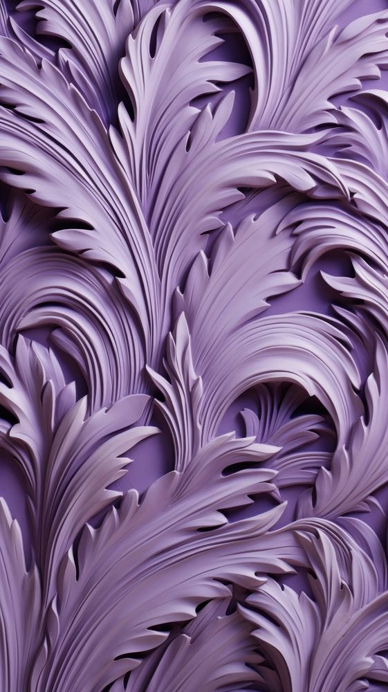 Lavender bas relief pattern purple plant art.