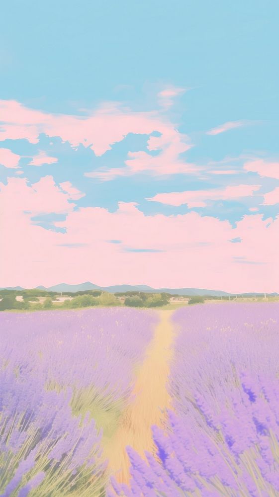  Lavender field landscape outdoors horizon. AI generated Image by rawpixel.