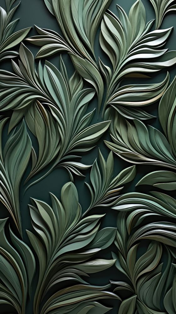 Leaf flower bas relief pattern art plant green.