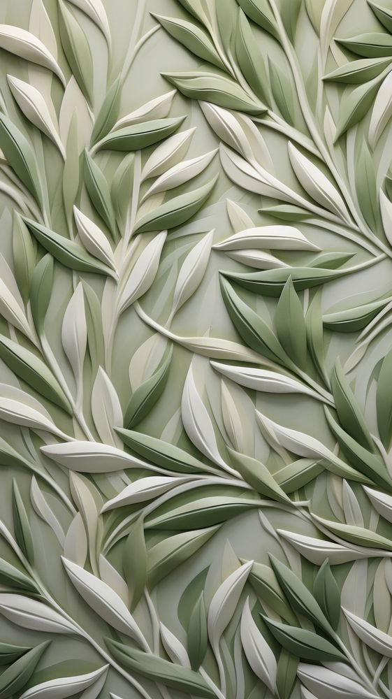 Olive leaf bas relief pattern art plant backgrounds.