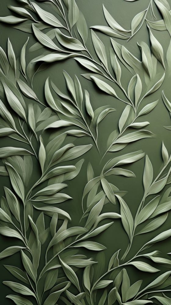 Olive leaf bas relief pattern art plant green.
