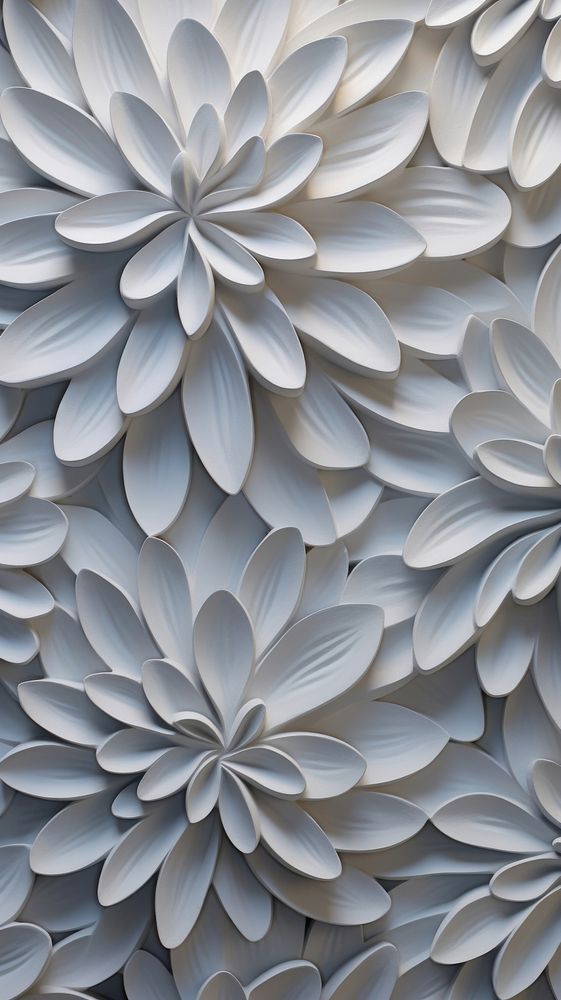 Petals bas relief pattern wallpaper flower plant.