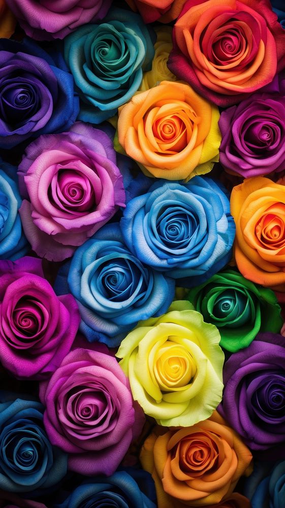  Rainbow roses pattern flower petal. AI generated Image by rawpixel.