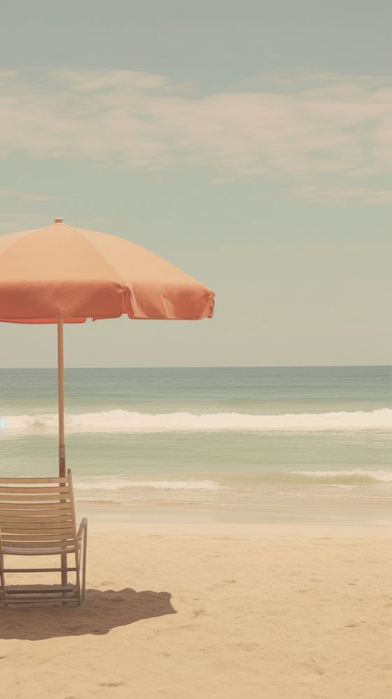 Aesthetic beach umbrella landscape wallpaper | Free Photo - rawpixel