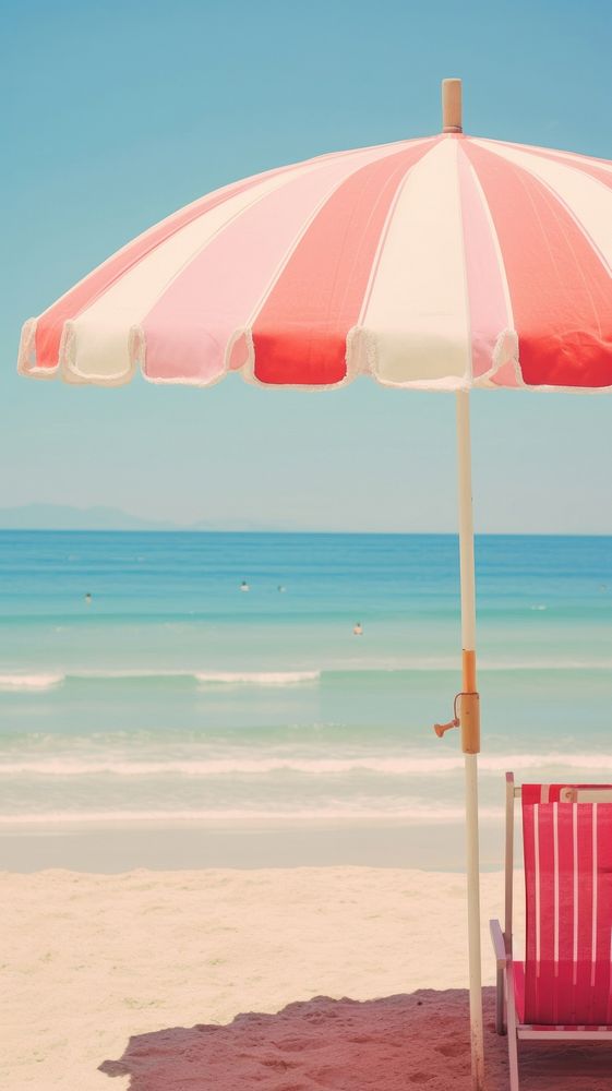 Aesthetic beach umbrella landscape wallpaper | Premium Photo - rawpixel