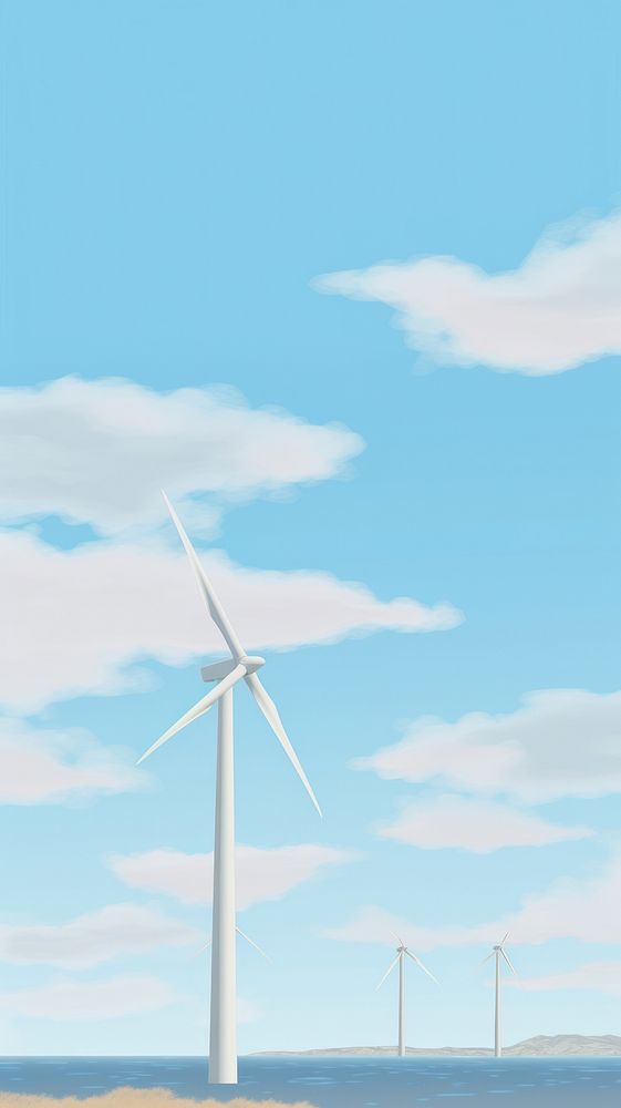 Aesthetic wind turbine landscape wallpaper windmill outdoors machine.
