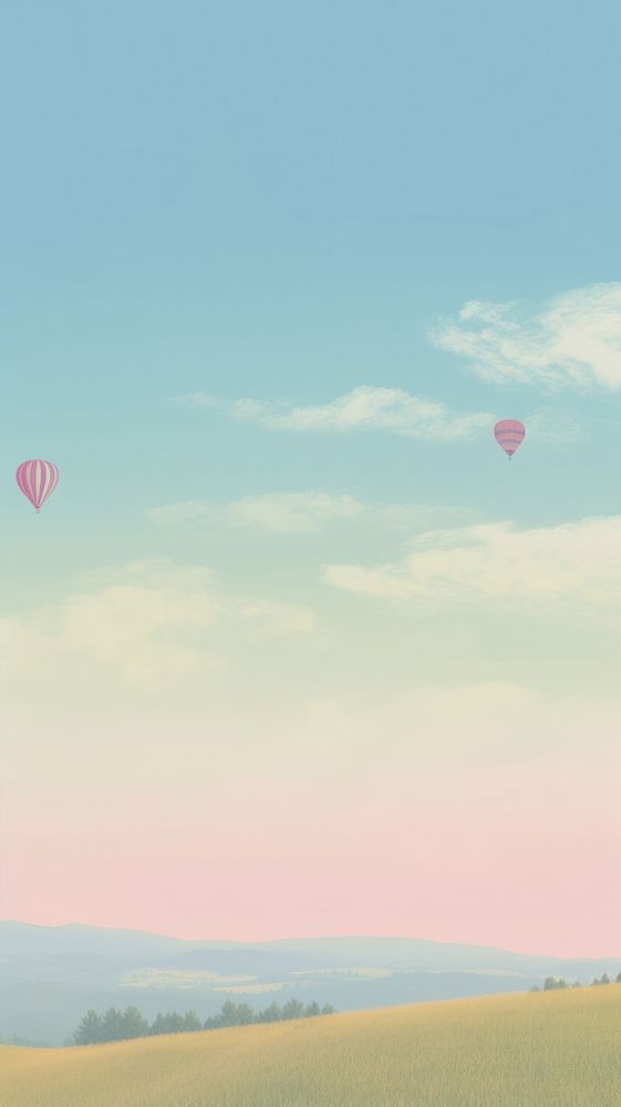 Esthetic balloon landscape wallpaper outdoors nature sky.