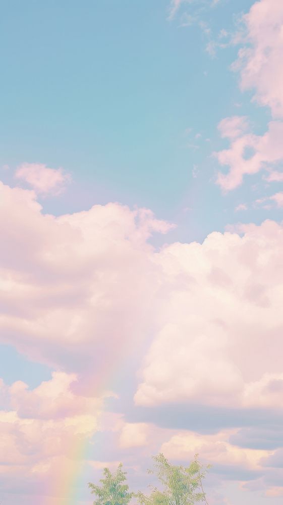 Esthetic sky with rainbow landscape wallpaper outdoors nature cloud.