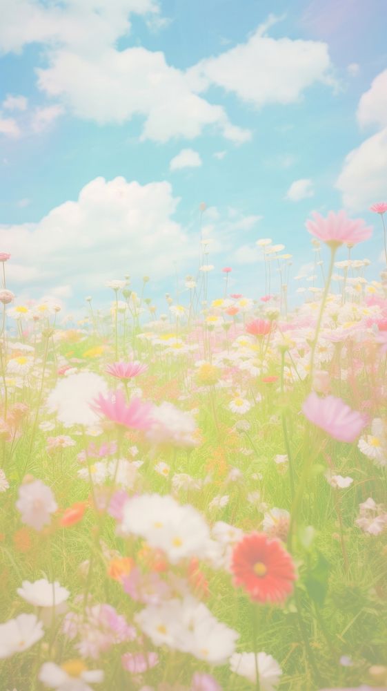  Flower meadow sky landscape grassland. AI generated Image by rawpixel.