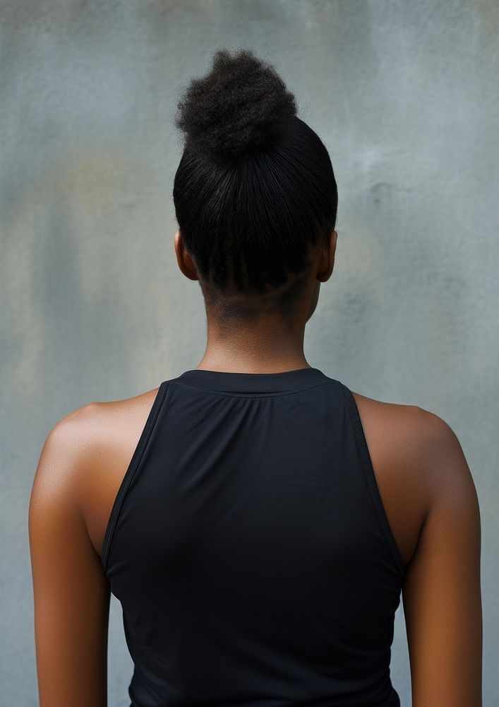African american woman back black exercising.