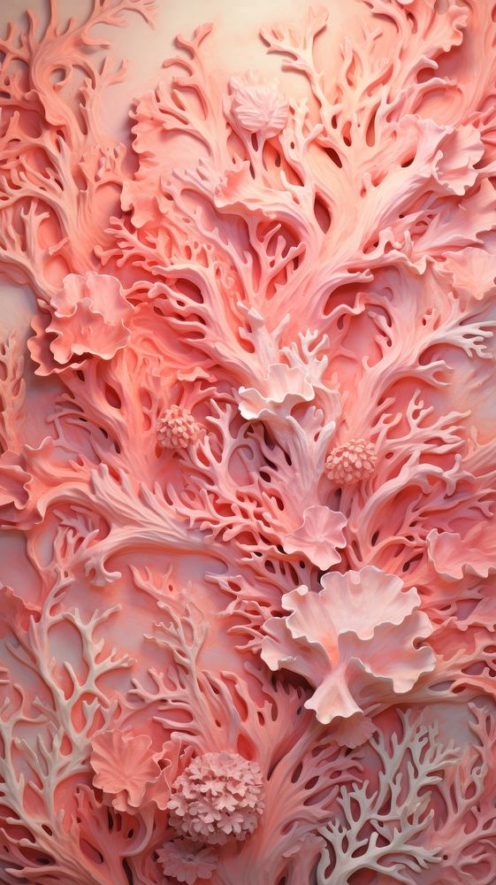 Pink coral reef bas relief pattern art nature plant.