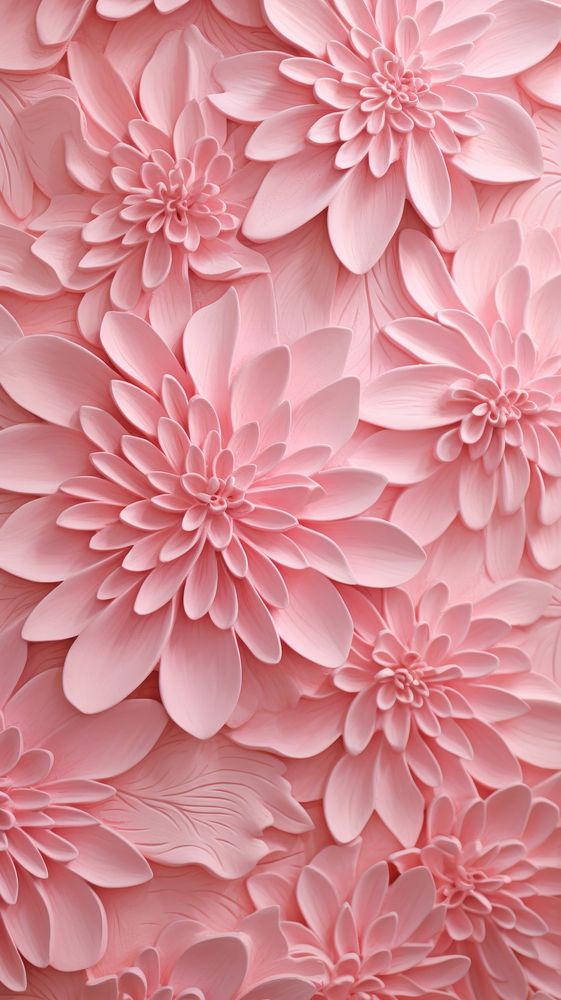 Pink flower bas relief pattern wallpaper dahlia petal.