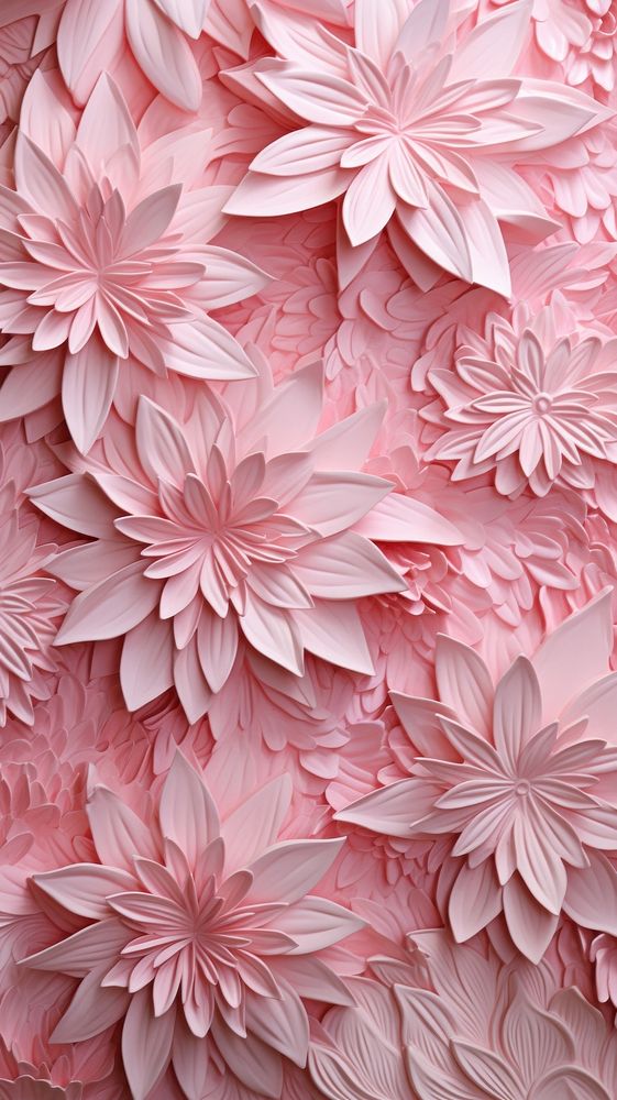 Pink flower bas relief pattern petal plant paper.