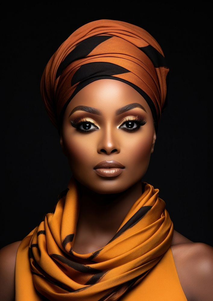 African american woman portrait turban adult.