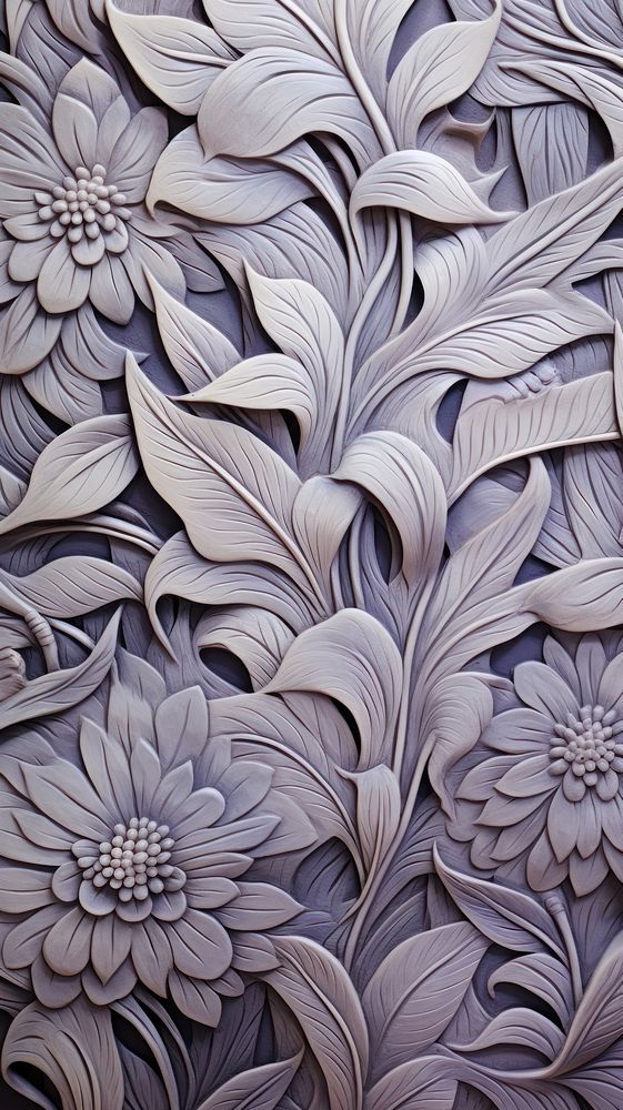Plant bas relief pattern art wallpaper backgrounds.