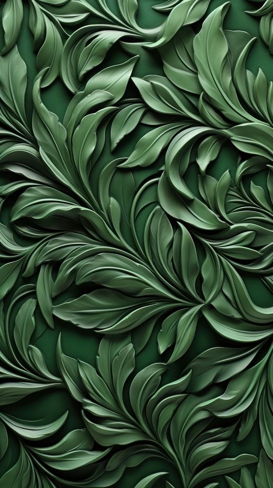 Plant bas relief pattern green art backgrounds.