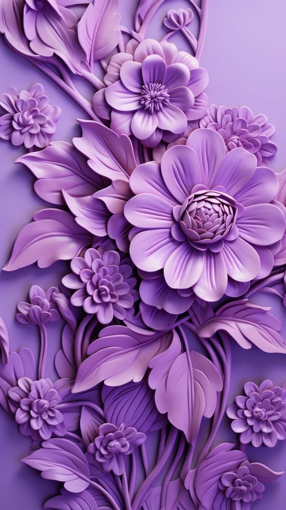 Purple flower bas relief pattern | Premium Photo - rawpixel