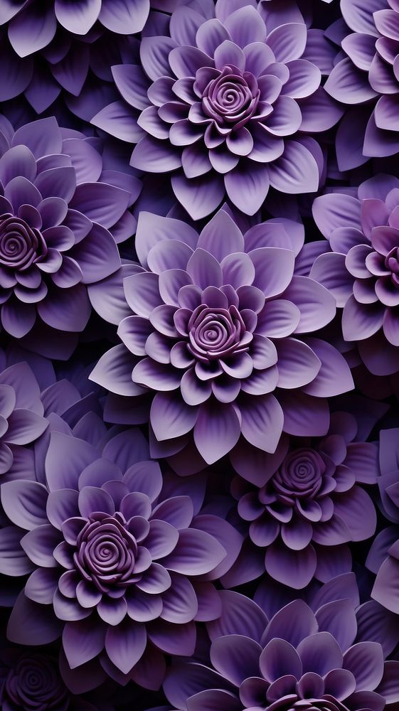 Purple flower bas relief pattern plant inflorescence arrangement.