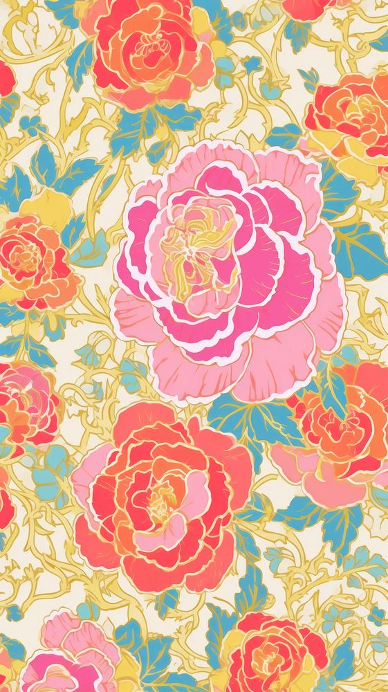  Rose wallpaper pattern flower. AI generated Image by rawpixel.
