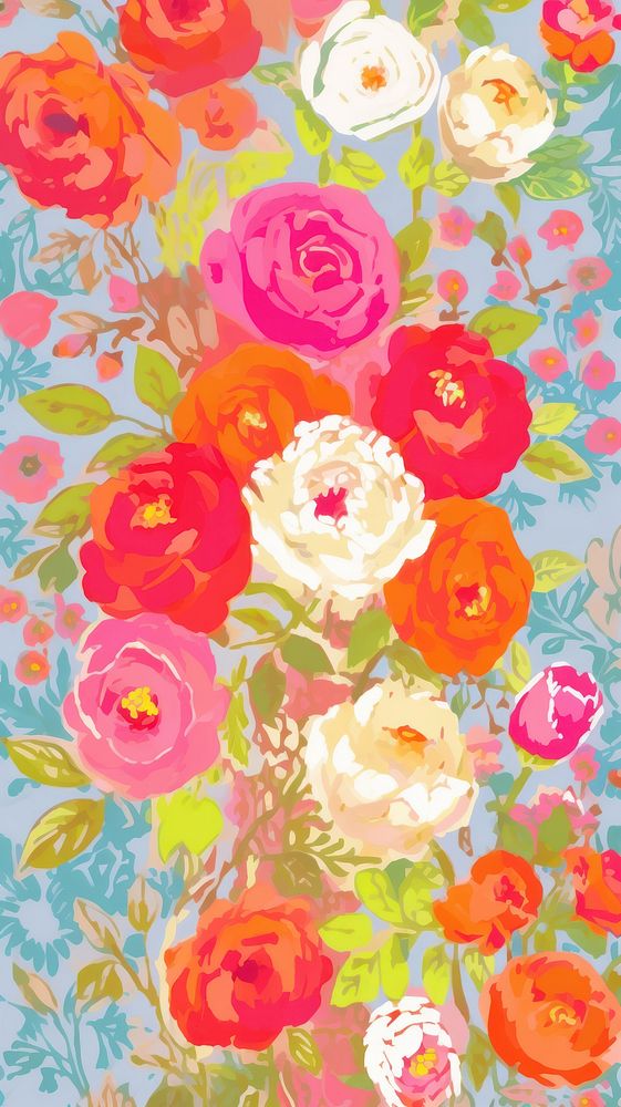  Rose wallpaper painting pattern. AI generated Image by rawpixel.