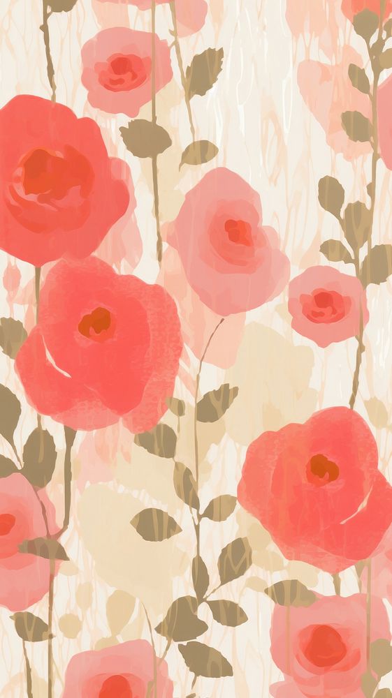  Rose pattern wallpaper painting. 