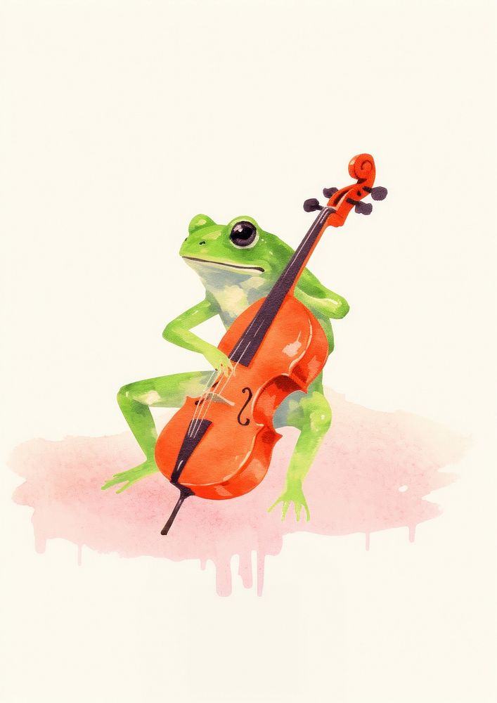 Frog play double bass animal violin cello.