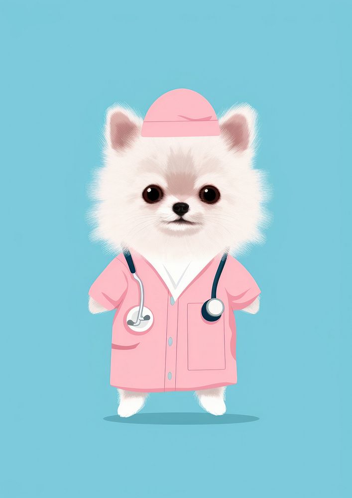 Pomeranian in nurse costume mammal cute pet.