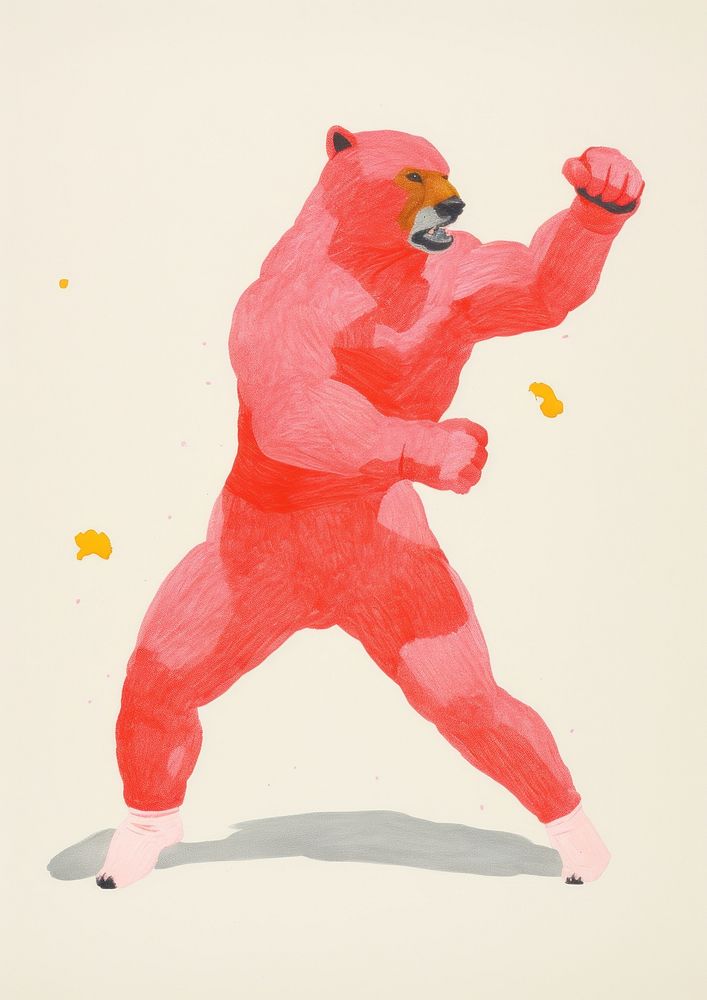 Kangaroo boxing in action art painting representation.