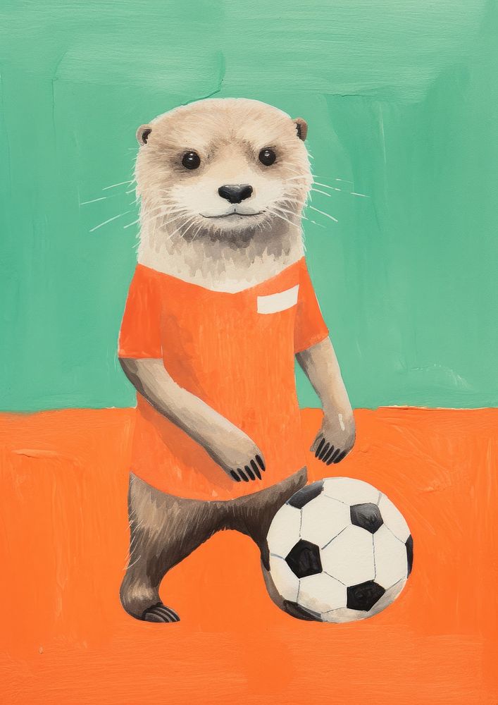 Otter playing soccer football mammal animal.