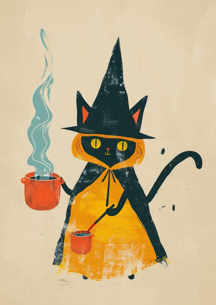 Cat wear wizard costume animal anthropomorphic representation.