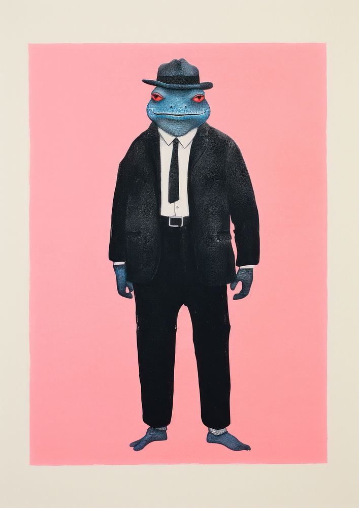 Frog wearing police suit art painting adult.