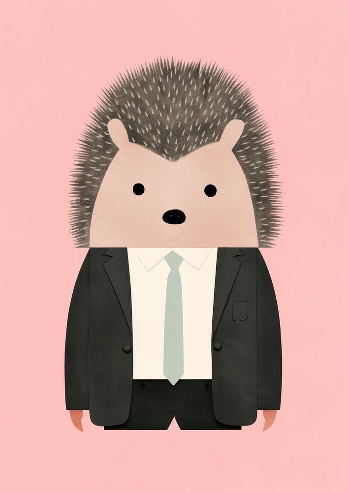 Angry hedgehog in business suit mammal animal cute.
