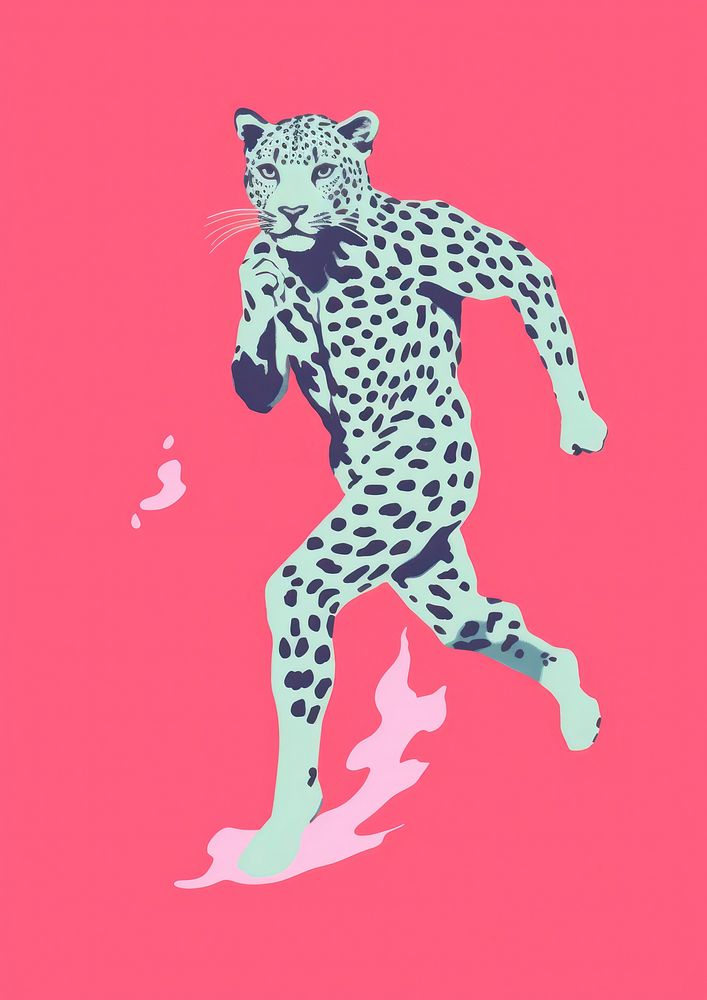 Leopard running marathon cheetah animal mammal.